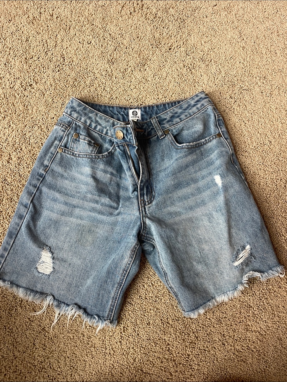 Frayed Light Blue Denim Jean Shorts for Women
